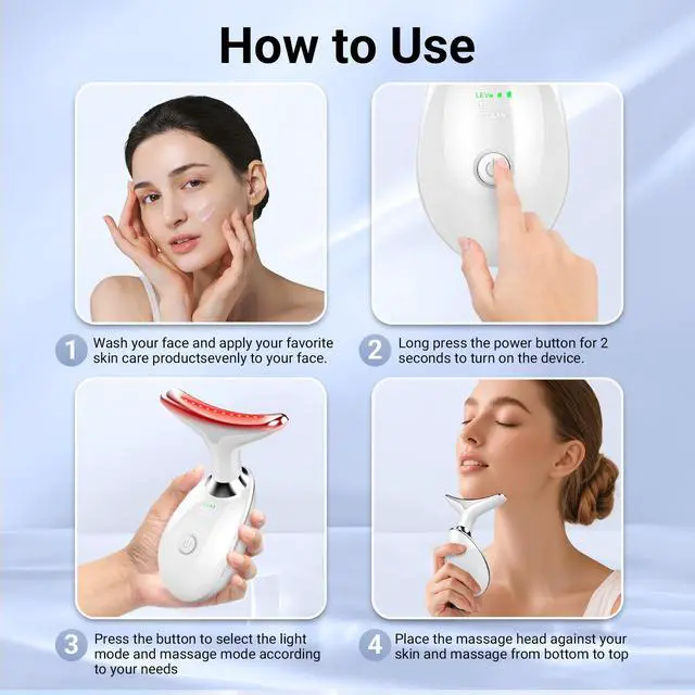 Alt view image 4 of 7 - YEVYO Face Massager Red Light Therapy for Face - 7 Colors Facial Neck Massager with Red Light Therapy, Portable Skincare Tool for Tightening & Lifting - Gift for Women - White