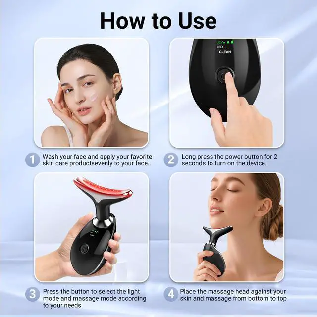 Alt view image 4 of 7 - YEVYO Face Massager Red Light Therapy for Face - 7 Colors Facial Neck Massager with Red Light Therapy, Portable Skincare Tool for Tightening & Lifting - Gift for Women - White Black