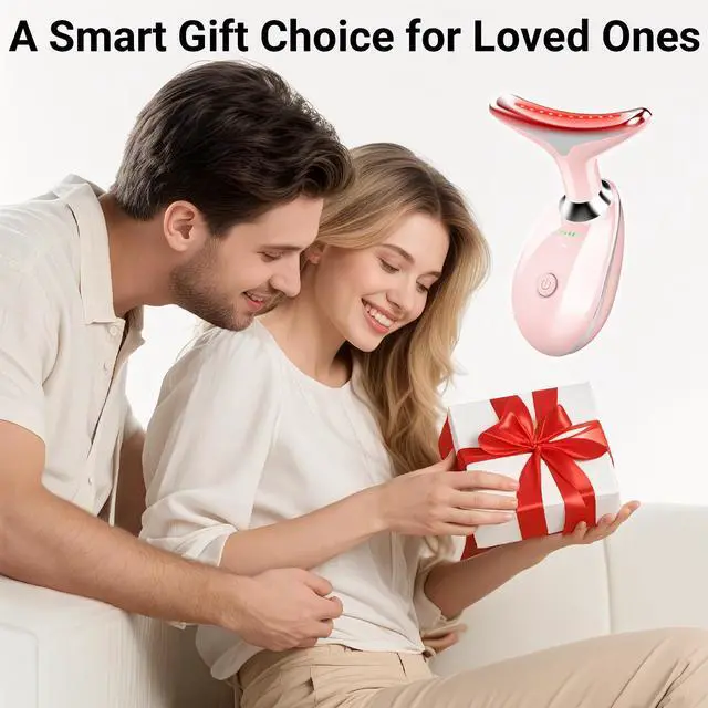 Alt view image 7 of 7 - YEVYO Face Massager Red Light Therapy for Face - 7 Colors Facial Neck Massager with Red Light Therapy, Portable Skincare Tool for Tightening & Lifting - Gift for Women - White Pink