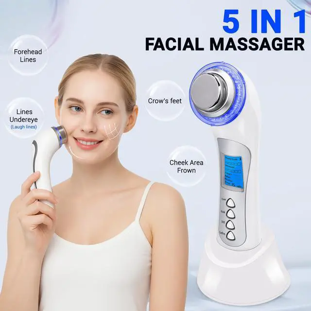 Alt view image 6 of 7 - YEVYO High-Frequency Ultrasonic Facial Massager - Deep Cleansing & Ion Nutrition Import, LED Red Light Therapy, Face Lifting Tool - For Home Spa Anti-Aging Skincare, Women Gift - White