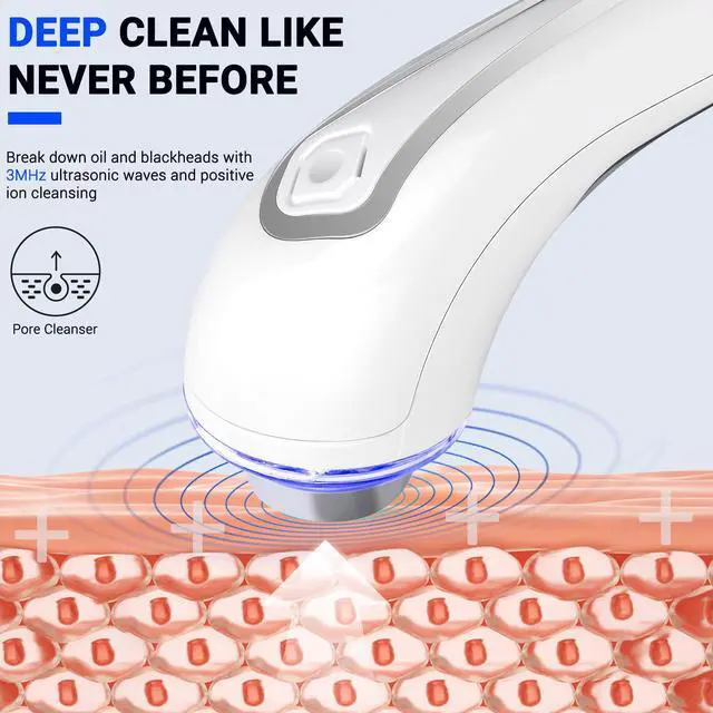 Alt view image 2 of 7 - YEVYO High-Frequency Ultrasonic Facial Massager - Deep Cleansing & Ion Nutrition Import, LED Red Light Therapy, Face Lifting Tool - For Home Spa Anti-Aging Skincare, Women Gift - White