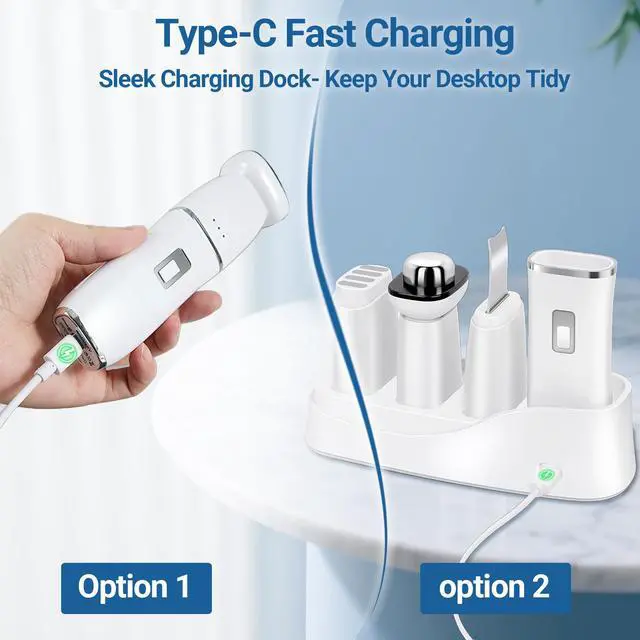 Alt view image 6 of 7 - YEVYO Multifunctional Facial Device 6-in-1 - Ultrasonic Skin Scrubber RF EMS LED Light Therapy Wand - Deep Pore Cleanser Face Tightening Tool for Women - Wireless Charging for Home Use - White
