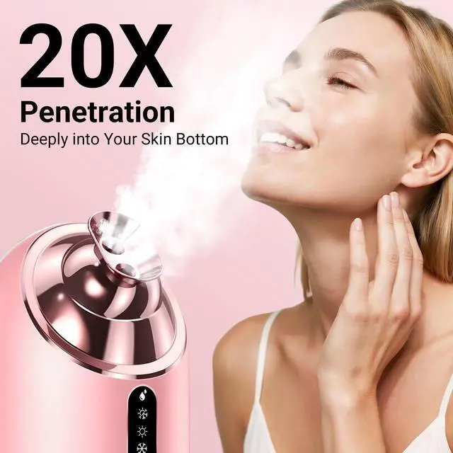 Alt view image 4 of 6 - YEVYO Nano Ionic Facial Steamer for Facial Deep Cleaning - Hot & Cool Mist Modes, 240ML Water Tank, Large Steam Outpu - Home SPA Machine for Women & Men - Rose Gold