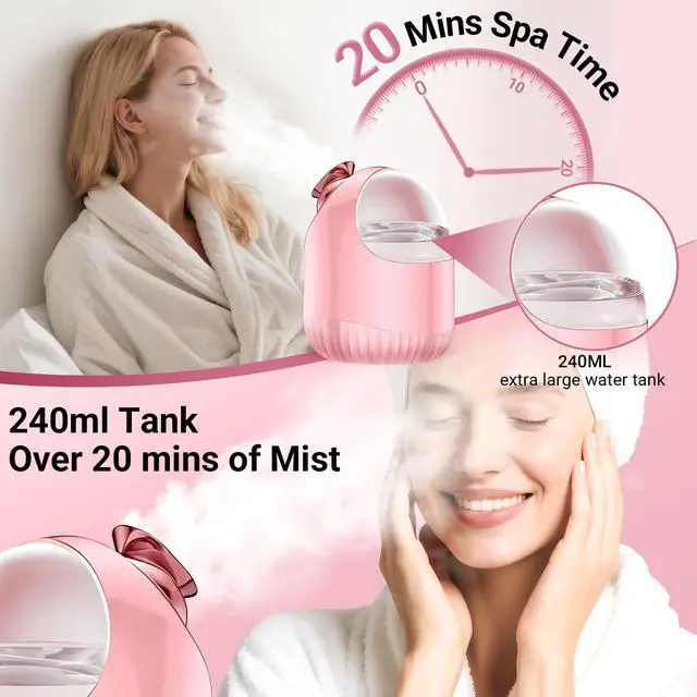Alt view image 6 of 6 - YEVYO Nano Ionic Facial Steamer for Facial Deep Cleaning - Hot & Cool Mist Modes, 240ML Water Tank, Large Steam Outpu - Home SPA Machine for Women & Men - Rose Gold