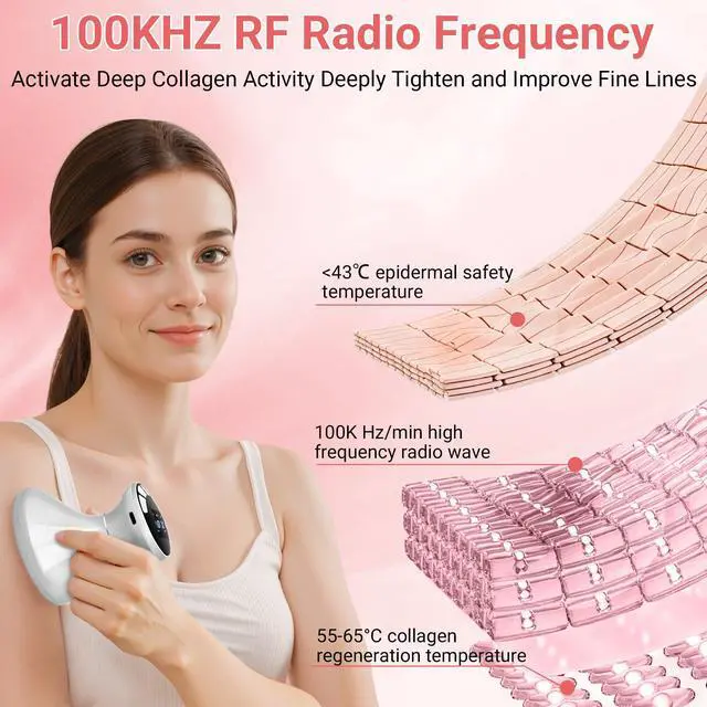 Alt view image 2 of 7 - YEVYO Body Sculpting Machine with RF, EMS & Ultrasonic, LED Red & Blue Light Therapy - Anti-Cellulite & Skin Tightening for Belly, Arms, Legs - White