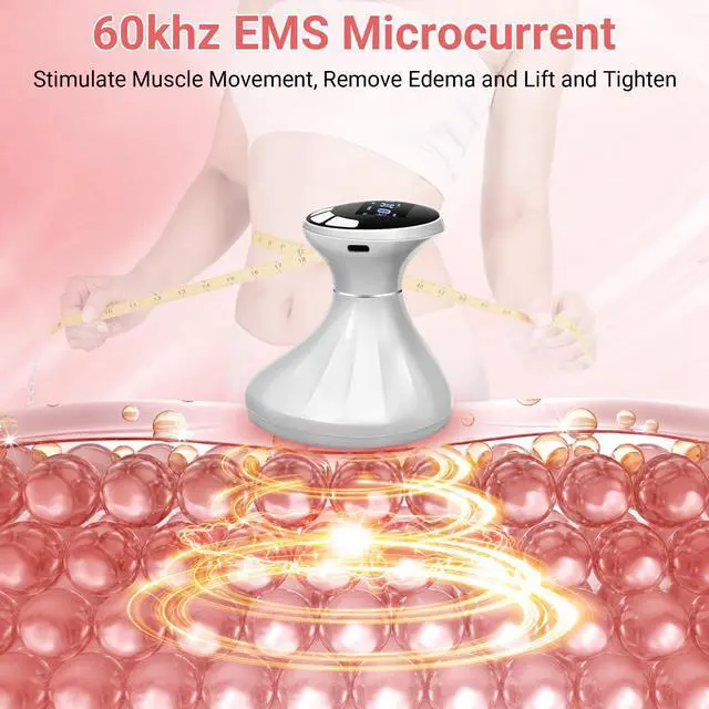 Alt view image 3 of 7 - YEVYO Body Sculpting Machine with RF, EMS & Ultrasonic, LED Red & Blue Light Therapy - Anti-Cellulite & Skin Tightening for Belly, Arms, Legs - White