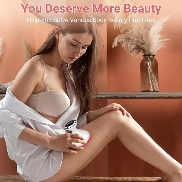 Alt view image 7 of 7 - YEVYO Body Sculpting Machine with RF, EMS & Ultrasonic, LED Red & Blue Light Therapy - Anti-Cellulite & Skin Tightening for Belly, Arms, Legs - White