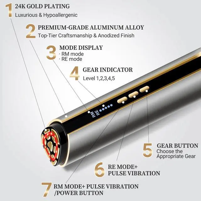 Alt view image 7 of 7 - YEVYO Radio Frequency Facial Device - EMS Face Lift Massager Tool with Red Blue Light for Wrinkle Removal and Lifting - for Women Home Use - Silver Gray