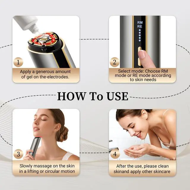 Alt view image 6 of 7 - YEVYO Radio Frequency Facial Device - EMS Face Lift Massager Tool with Red Blue Light for Wrinkle Removal and Lifting - for Women Home Use - Silver Gray