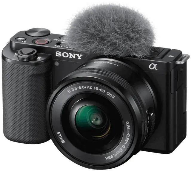 Alt view image 2 of 7 - Sony ZV-E10 Mirrorless Vlogging Camera with 16-50mm Lens + 64GB Memory Card  Black (Imported Model, New)