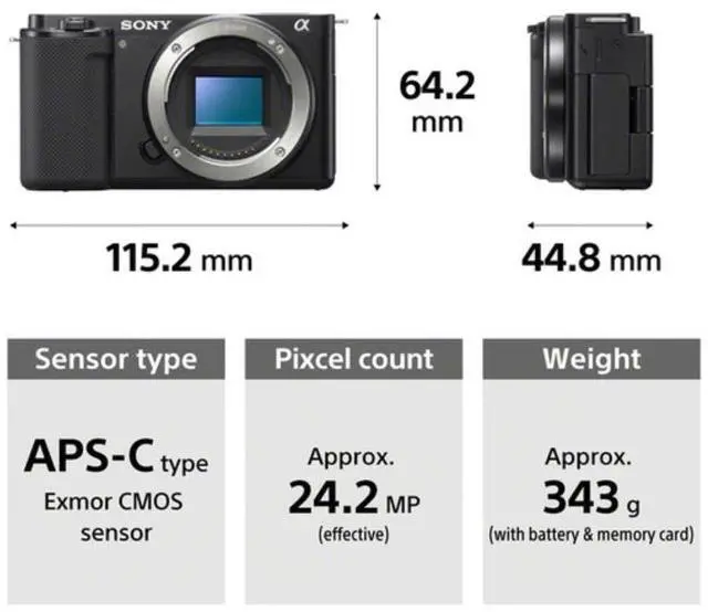 Alt view image 6 of 7 - Sony ZV-E10 Mirrorless Vlogging Camera with 16-50mm Lens + 64GB Memory Card  Black (Imported Model, New)