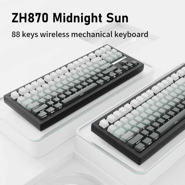 Alt view image 2 of 7 - ZORNHER ZH870 Wireless Mechanical Gaming Keyboard,80% Black Custom Creamy Sound Keyboard with Shine Through PBT Keycaps,Pre-lubed Linear Switches,Hot-Swappable,RGB Backlit,2.4GHz/USB-C/BT5.0
