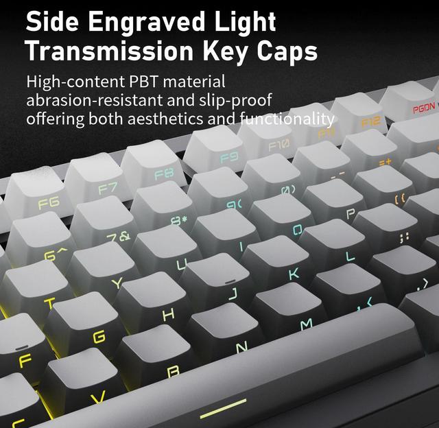 Alt view image 3 of 7 - ZORNHER ZH870 Wireless Mechanical Gaming Keyboard,80% Black Custom Creamy Sound Keyboard with Shine Through PBT Keycaps,Pre-lubed Linear Switches,Hot-Swappable,RGB Backlit,2.4GHz/USB-C/BT5.0