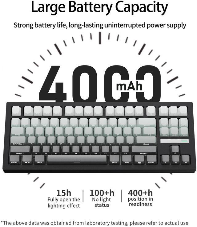 Alt view image 6 of 7 - ZORNHER ZH870 Wireless Mechanical Gaming Keyboard,80% Black Custom Creamy Sound Keyboard with Shine Through PBT Keycaps,Pre-lubed Linear Switches,Hot-Swappable,RGB Backlit,2.4GHz/USB-C/BT5.0