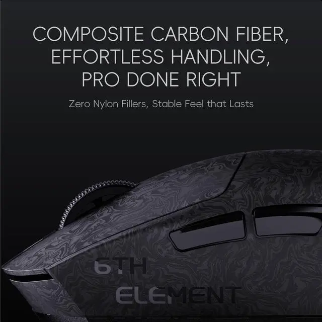 Alt view image 4 of 7 - ZORNHER X Mloong MX301 PRO Lightweight Gaming Mouse Wireless,Carbon Fiber Texture Finish,PAW 3315,60g Small Ergonomic Mouse with Anti-Slip Grip,Long Battery Life,Wired/BT/2.4GHz for PC, Laptop, FPS