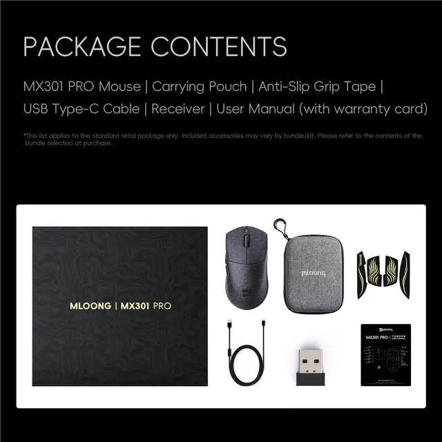 Alt view image 3 of 7 - ZORNHER X Mloong MX301 PRO Lightweight Gaming Mouse Wireless,Carbon Fiber Texture Finish,PAW 3315,60g Small Ergonomic Mouse with Anti-Slip Grip,Long Battery Life,Wired/BT/2.4GHz for PC, Laptop, FPS