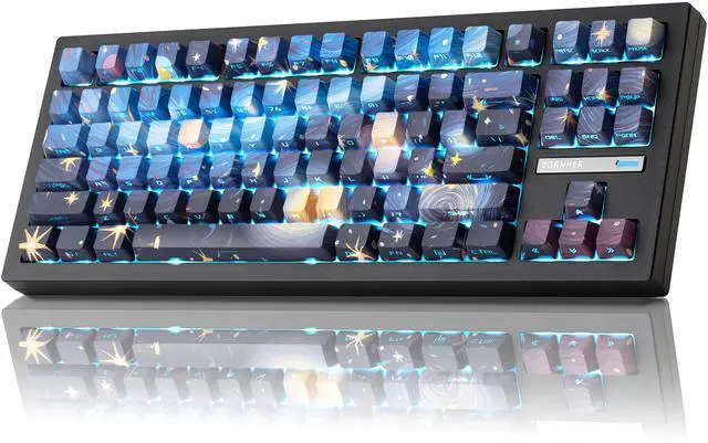 Main image of ZORNHER ZH870 Wireless Mechanical Gaming Keyboard,80% Blue Custom Creamy Sound Keyboard with Starry Night Dye Sublimation PBT Keycaps,Pre-lubed Linear Switches,Hot-Swappable,RGB Backlit