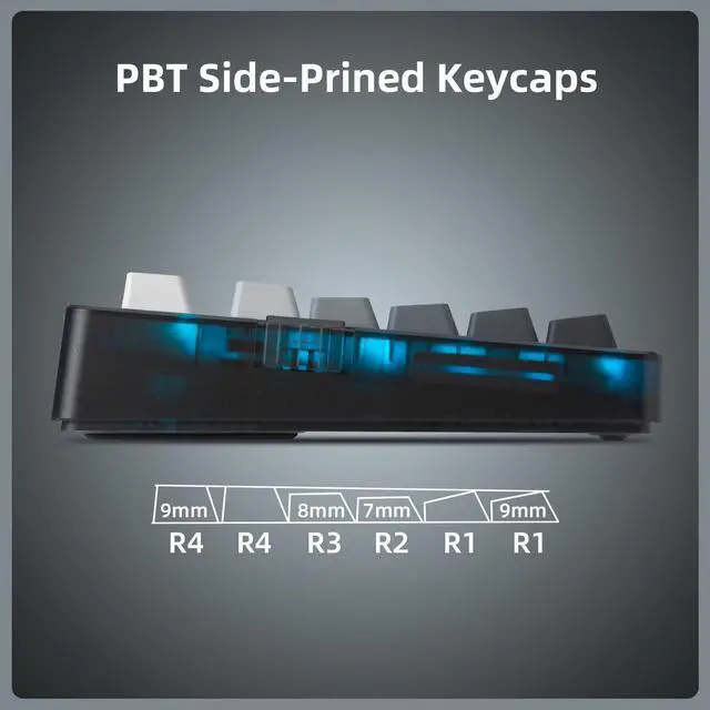 Alt view image 6 of 7 - ZORNHER ZH980 Wireless Mechanical Gaming Keyboard,95% Black & White Custom keyboard With Number Pad,Lighted Up PBT Keycaps,Pre-lubed Silent Switches,Hot-Swappable,RGB Backlit,2.4GHz/USB-C/BT5.0