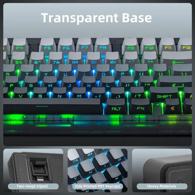 Alt view image 5 of 7 - ZORNHER ZH980 Wireless Mechanical Gaming Keyboard,95% Black & White Custom keyboard With Number Pad,Lighted Up PBT Keycaps,Pre-lubed Silent Switches,Hot-Swappable,RGB Backlit,2.4GHz/USB-C/BT5.0