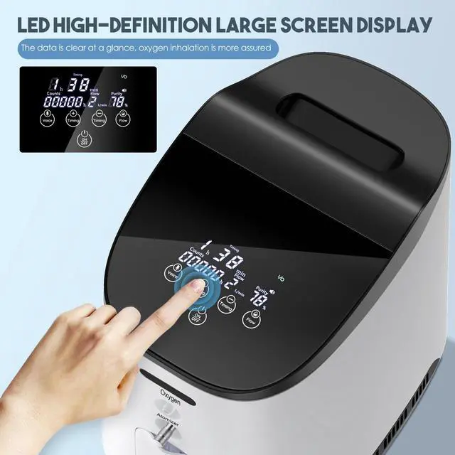 Alt view image 11 of 14 - MONPORT Lightweight Oxygen Machine for Home/Travel - 1-7L/min Adjustable Flow, Dual Voltage Compatible, Built-in Nebulizer, 48dB Silent Operation, LED Panel & Timer Function