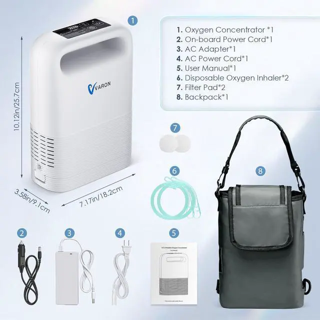 Alt view image 4 of 7 - Monport Portable Oxygen Concentrator - 93%±3% Purity, 1-5L/min Adjustable Flow, 6400mAh 3-4Hrs Battery, Dual Mode (Pulse/Continuous), CECA Molecular Sieve, Travel/Home Use, Auto Shutdown & Aler