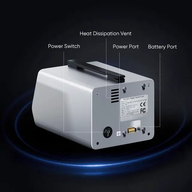 Alt view image 7 of 7 - MONPORT Car Oxygen Concentrator with Dual Modes - 5L Adjustable Flow, 90±5% High Purity, 58dB Ultra Quiet & 12V DC Input for SUV/Sedan Travel