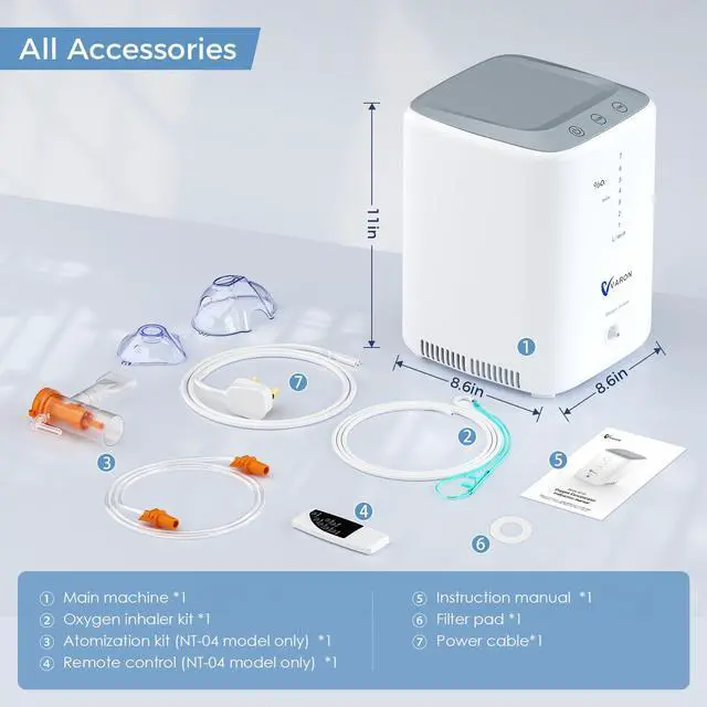 Alt view image 4 of 7 - MONPORT Portable Oxygen Concentrator with Nebulizer & Remote - 1-7L/min Flow, 93% Purity, 42dB Quiet, 72Hrs Continuous, SOS Alert, Home/Sleep Use, 2 Masks Included