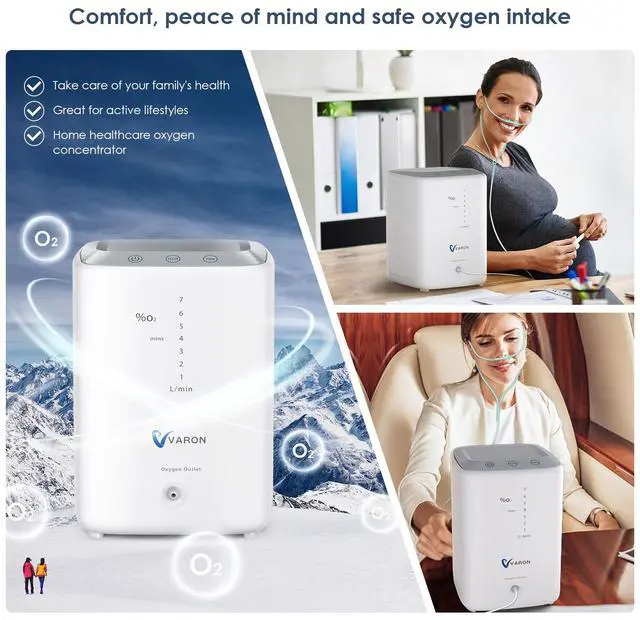 Alt view image 5 of 7 - MONPORT Portable Oxygen Concentrator with Nebulizer & Remote - 1-7L/min Flow, 93% Purity, 42dB Quiet, 72Hrs Continuous, SOS Alert, Home/Sleep Use, 2 Masks Included