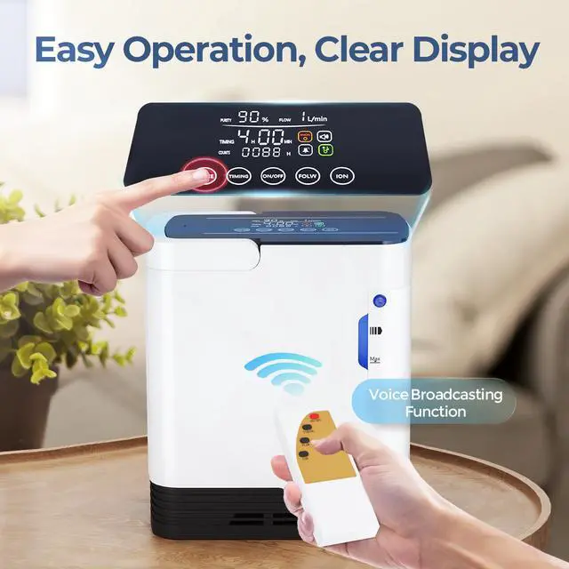 Alt view image 6 of 7 - MONPORT Oxygen Machine for Whole Family - 1-7L Adjustable Flow, Auto-Humidification & Remote Control with AC Power