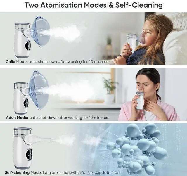 Alt view image 3 of 7 - MONPORT Portable & Lightweight Humidifiers Machine or Room Home,USB Rechargeable,Adults & Kids,Gray