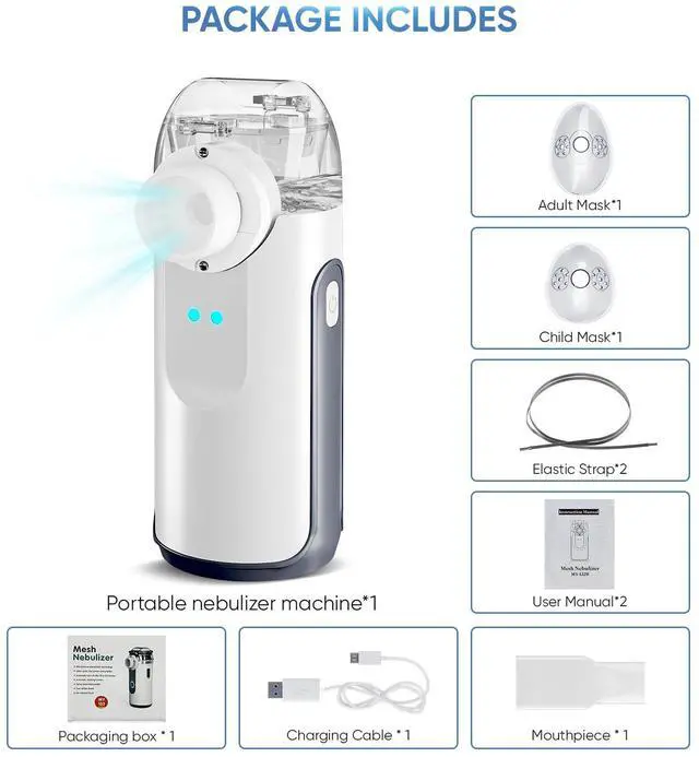 Alt view image 7 of 7 - MONPORT Advanced Portable Mesh Nebulizer 3 Modes (Adult/Child/Self-Cleaning), 50dB Whisper-Quiet Operation| Includes Masks, Mouthpiece & Travel-Ready Accessories