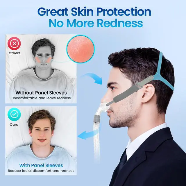 Alt view image 5 of 7 - Monport| Nasal Pillow CPAP Mask for Sleep Apnea - 3-Size Kit (S/M/L) with Adjustable Headgear & 360° Rotating Elbow - Quiet Leak-Proof Design, Washable Silicone Pillows & 22mm Hose