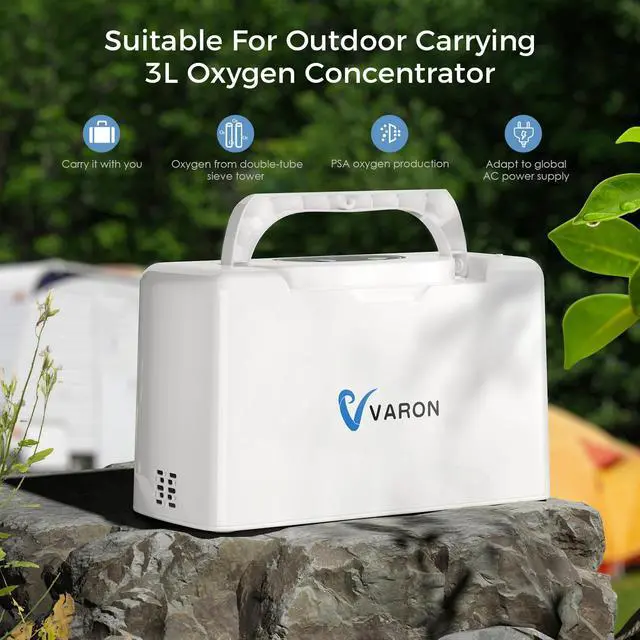 Alt view image 5 of 7 - Monport Portable Oxygen Concentrator for Travel & Outdoors - 3L/min, 30.5% O, Rechargeable Battery, Car Adapter, Lightweight (3.3lb) - Camping, Hiking Accessory