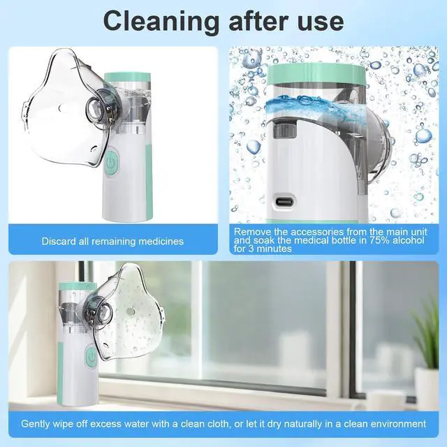 Alt view image 7 of 7 - Monport Portable Mesh Nebulizer | 5m Ultra-Fine Particle, Under 50dB for Adults & Family, 3 Modes, 40mins Use, USB-C Rechargeable (Masks & Mouthpiece Included)