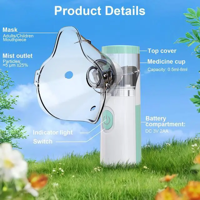 Alt view image 6 of 7 - Monport Portable Mesh Nebulizer | 5m Ultra-Fine Particle, Under 50dB for Adults & Family, 3 Modes, 40mins Use, USB-C Rechargeable (Masks & Mouthpiece Included)