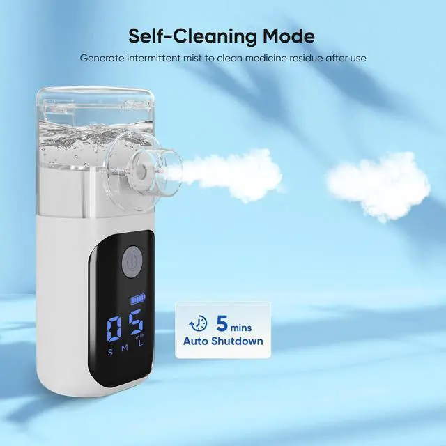 Alt view image 5 of 7 - MONPORT|Handheld LCD Display Mesh Nebulizer, 3 Modes Portable Nebulizer for Adults & Kids, 180 Mins USB-C Rechargeable, Self-Cleaning, Ultra Quiet Cough Relief for Cold & Asthma