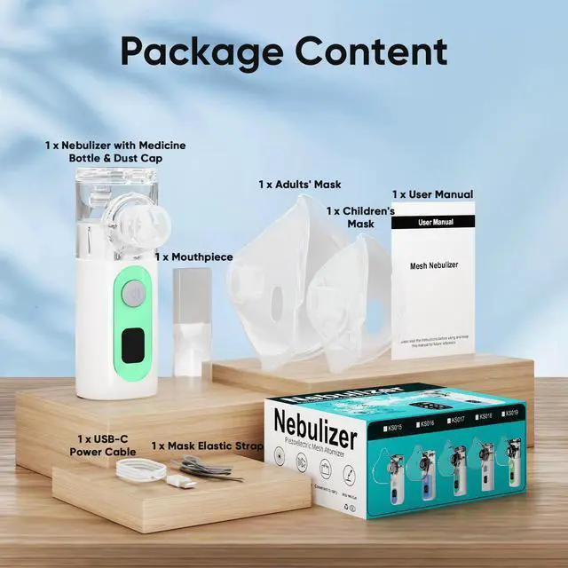 Alt view image 2 of 7 - MONPORT|Handheld Mesh Nebulizer, 3 Speeds & LCD Display, 180 Mins Battery, Type-C, for Cough & Cold Relief, Portable Nebulizer for Adults & Kids