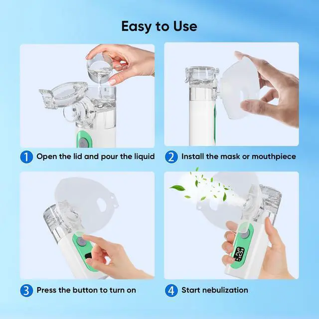 Alt view image 5 of 7 - MONPORT|Handheld Mesh Nebulizer, 3 Speeds & LCD Display, 180 Mins Battery, Type-C, for Cough & Cold Relief, Portable Nebulizer for Adults & Kids