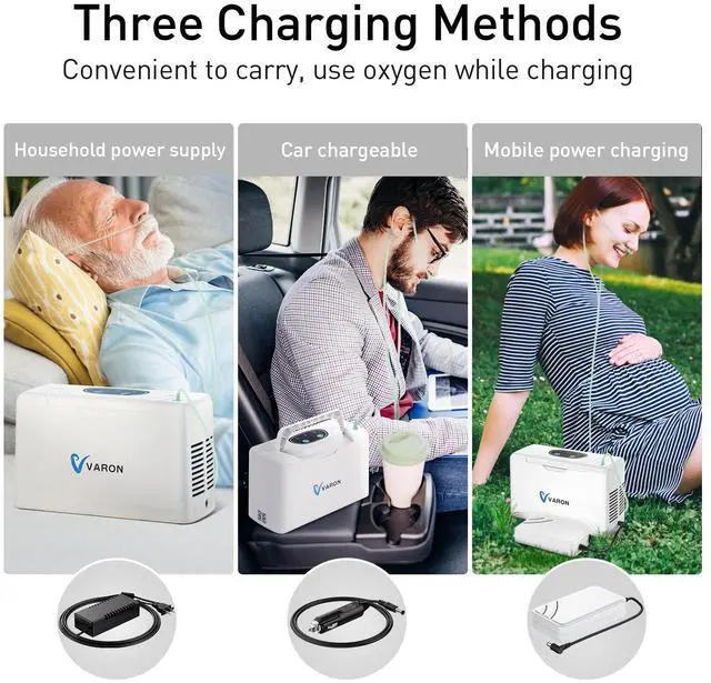 Alt view image 6 of 7 - Monport|Portable Oxygen Concentrator for Travel & Outdoors - 3L/min, 30.5% Pure Oxygen, Rechargeable Battery, Car Adapter, Lightweight (3.3lb) - Camping, Hiking Accessory|Varon VL-2