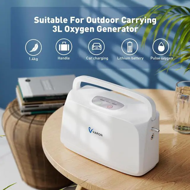Alt view image 7 of 7 - Monport|Varon Portable Oxygen Concentrator Machine, 3L/min, 30% Oxygen Concentration, Lightweight for Travel, Home Use, Sleep Apnea, Includes Car Adapter & Shoulder Bag, Quiet 52dB