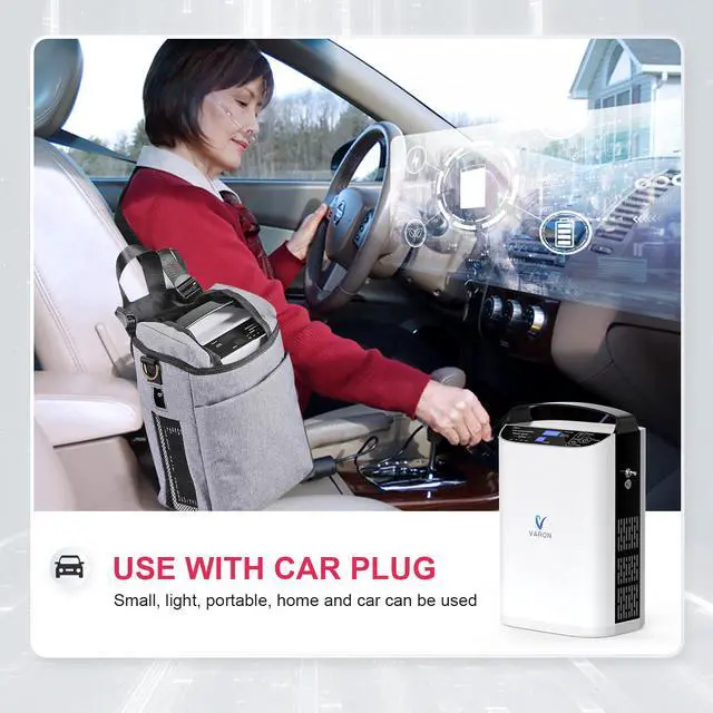 Alt view image 3 of 7 - Varon|5L Oxygen Concentrator for Home and Portable Use, Dual Modes with Detachable Battery, Five Pulse Settings, AC/DC Powered, 90% Oxygen Concentration, Easy Operation