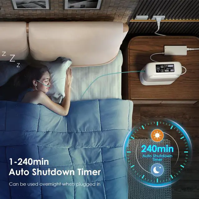 Alt view image 4 of 7 - Varon|Portable Oxygen Concentrator - 93%±3% Purity, 1-5L/min Adjustable Flow, 6400mAh 3-4Hrs Battery, Dual Mode, CECA Molecular Sieve, Travel/Home Use, Auto Shutdown & Alert