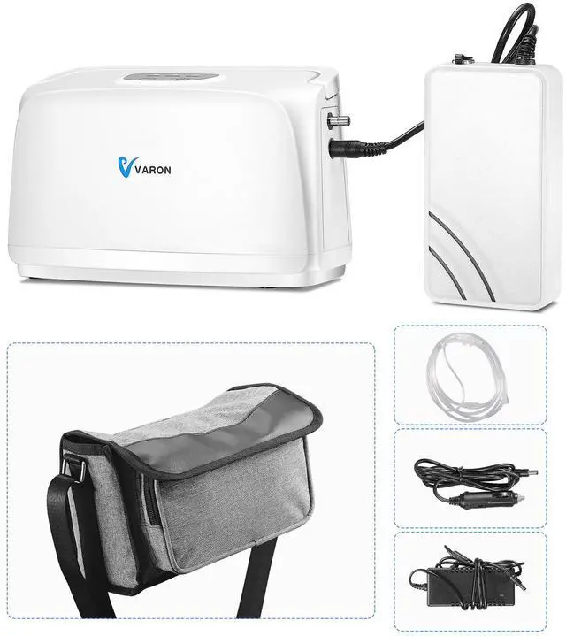 Main image of Varon|Portable Mini Oxygen Concentrator Machine, 3L/min, 30% Oxygen Concentration, Lightweight for Travel, Home Use, Includes Car Adapter & Shoulder Bag, Quiet 52dB