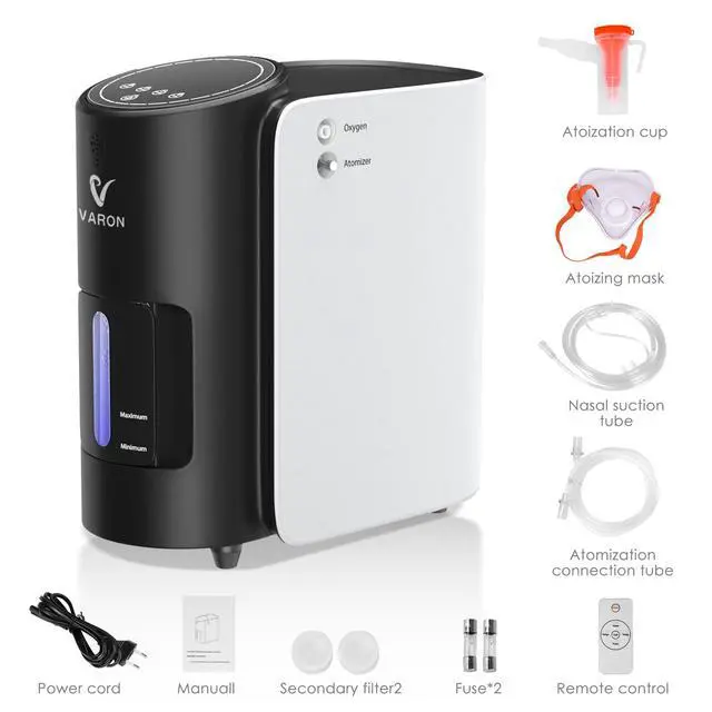Alt view image 5 of 7 - Varon|Oxygen Concentrator for Office&Home Use, Nebulizing Feature, 33.81oz-90% Oxygen Output, Continuous Flow Rate of 0.26-1.85gal, Ranges from 93% to 30% Oxygen,Remote Control