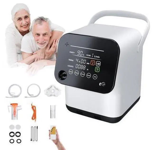 Alt view image 3 of 7 - Varon|Home 2-in-1 Oxygen Concentrator with Nebulizer, 1-7 L/min Adjustable Oxygen Flow, LED Display, Remote Control, Low Noise 48dB