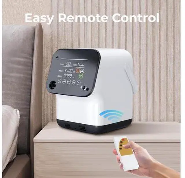 Alt view image 6 of 7 - Varon|Home 2-in-1 Oxygen Concentrator with Nebulizer, 1-7 L/min Adjustable Oxygen Flow, LED Display, Remote Control, Low Noise 48dB