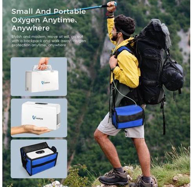 Alt view image 4 of 7 - Varon|2-Battery Combo|Portable Oxygen Concentrator with 2500mAh+2500mAh Batteries, 3 Hrs Extended Use, 3L/min, for Travel, Outdoor