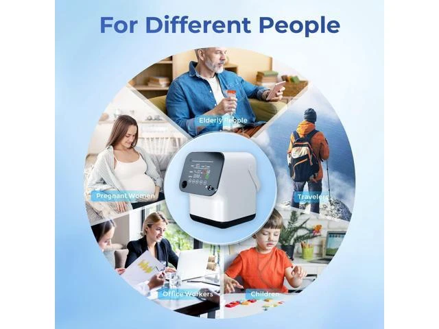 Alt view image 5 of 7 - Varon| Smart Home Oxygen Enrichment Machine, 1-7 L/min Adjustable Flow, Up to 90% Oxygen Concentration, 48dB Quiet Operation, Touch & Remote Control, Dual Filtration & Humidification