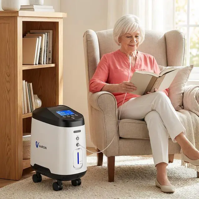 Main image of Varon| 9L Home Oxygen Concentrator with Nebulizer & Remote Control, 93% Purity, 45dB Quiet Operation, 8-Hour Timer, Voice Prompt & SOS Alert