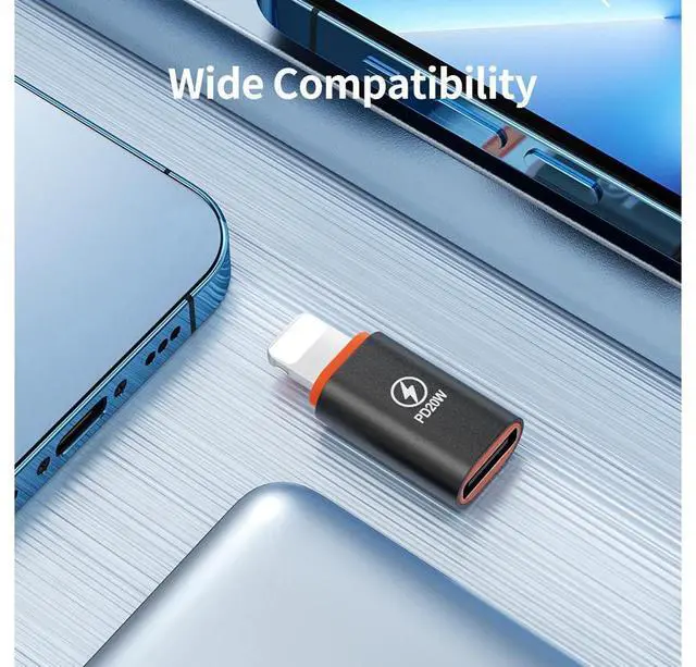 Alt view image 3 of 5 - DIXSG USB C to Lightning Adapter 2 Pack 20W PD Fast Charging Lightning Male to Type C Female Converter for iPhone iOS Silver